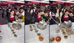 我来村坊里美食街啦