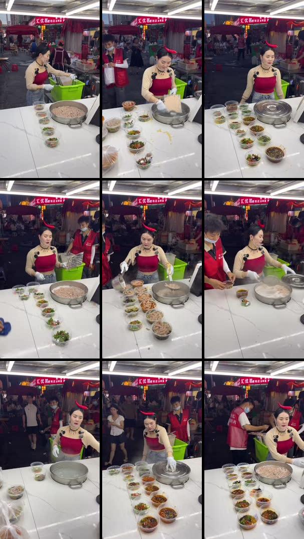 我来村坊里美食街啦