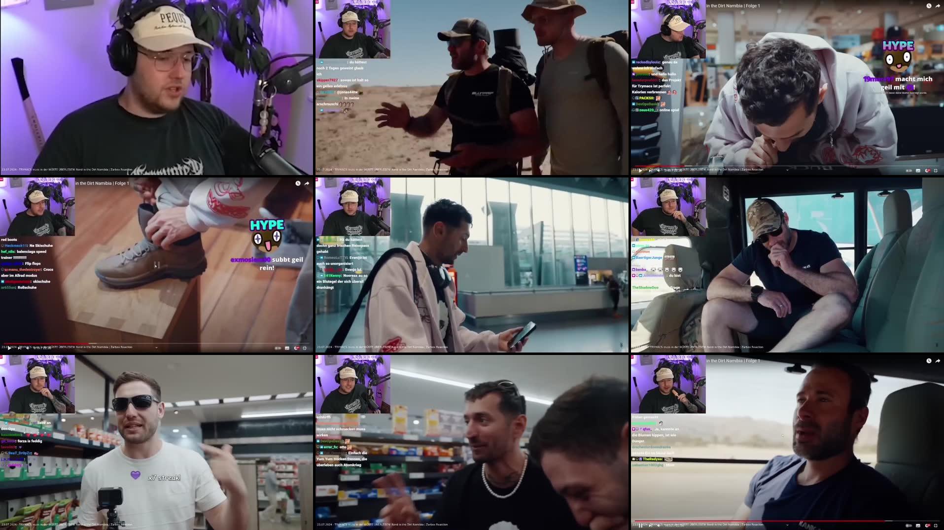 23.07.2024 - TRYMACS muss in der WÜSTE ÜBERLEBEN! Nerd in the Dirt Namibia | Zarbex Reaktion | 24/7 zarbex Content !next