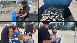 Grilling GIANT Hot Dogs For The Homeless! (LIVE)