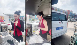 全球国际小姐石家庄摆摊卖早餐！