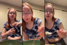 Eating buldak ramen
