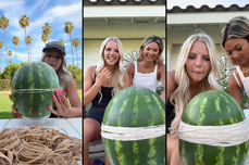 blowing up a watermelon