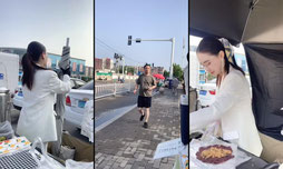 全球国际小姐石家庄摆摊卖早餐！
