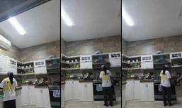 she just doing normal work, cooking and baking this time