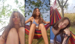 on a hammock☀️🥵