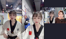 一级运动员正在踢腿