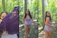 Outfit changes in the woods