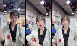 一级运动员正在踢腿