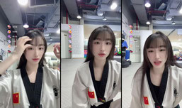 一级运动员正在踢腿