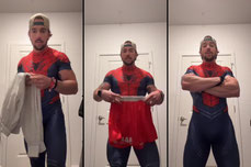 Spider-Man puts his clothes away