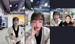 一级运动员正在踢腿