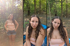 Outfit changes in the woods