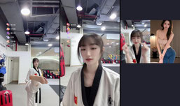 一级运动员正在踢腿