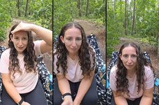 outfit changes in the woods