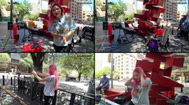Busking in 110°F (43°C) - Piano and Keytar! | !socials