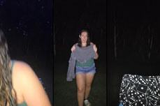 outfit changes in the woods