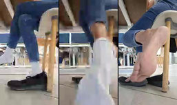 barefooted feet at the library till told to put my shoes back on