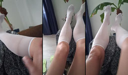 I showed to your work again n hanging out on your sofa wearing nothing but #nylons #stokings feet