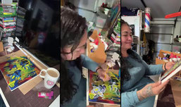 JudeCosmic GEN XER is having her morning coffee and finishing my new little painting..#art