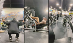Legs day, blue shorts